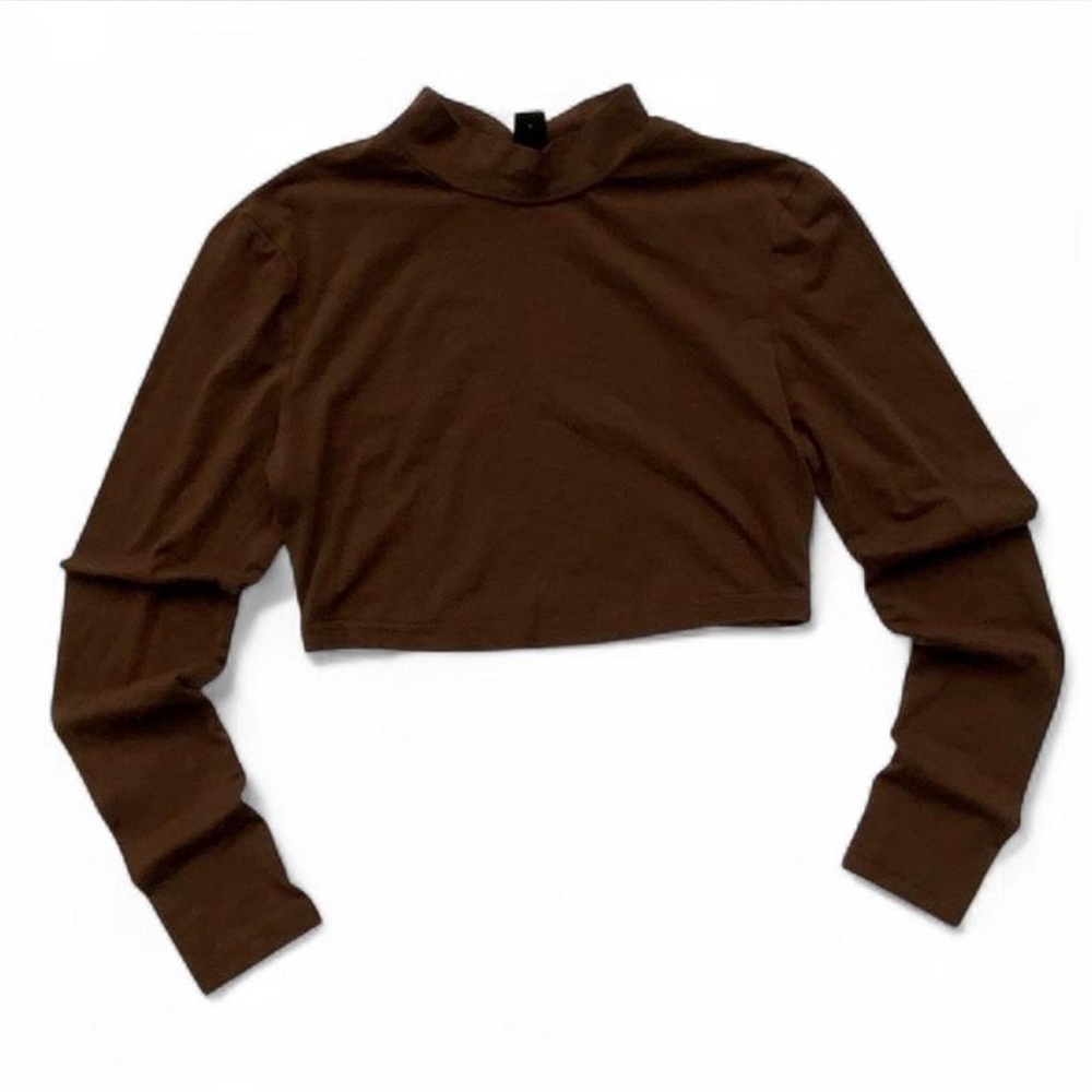SHEIN Brown Long Sleeve Crop Top - Picture 2 of 4